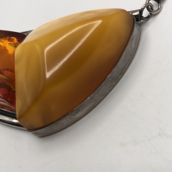 Genuine Baltic Amber Silver Tone Collar Necklace - Picture 14 of 14